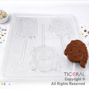 MOLDE PLACA PALETAS GUERRERAS K POP 160X160MM APROX TRANSPARENTE x 10